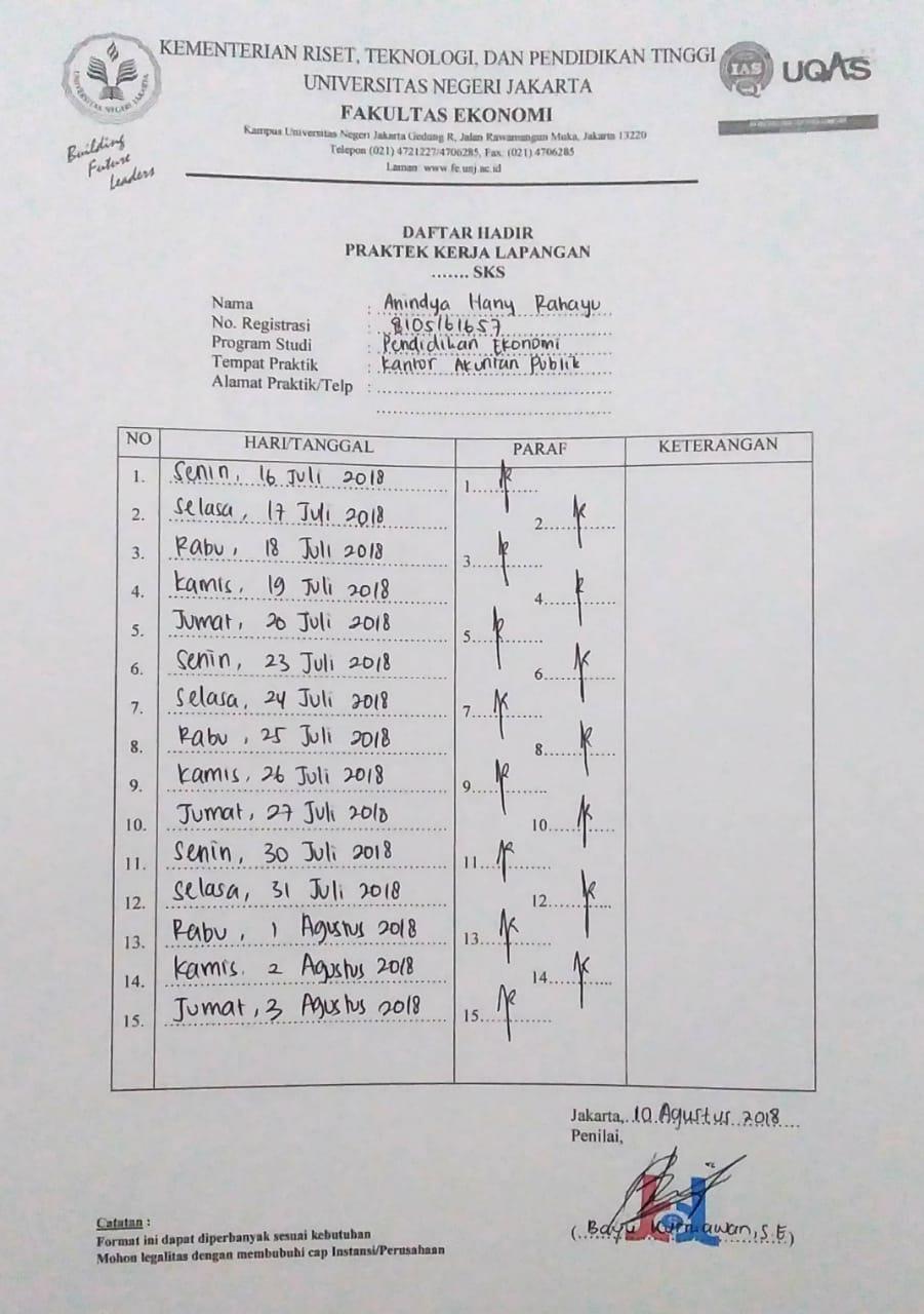 Detail Contoh Absen Pkl Nomer 27