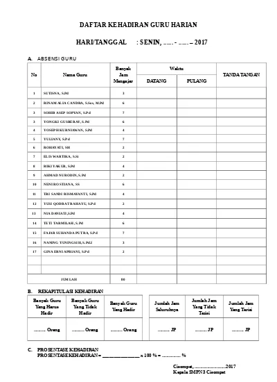 Detail Contoh Absensi Karyawan Harian Manual Nomer 35