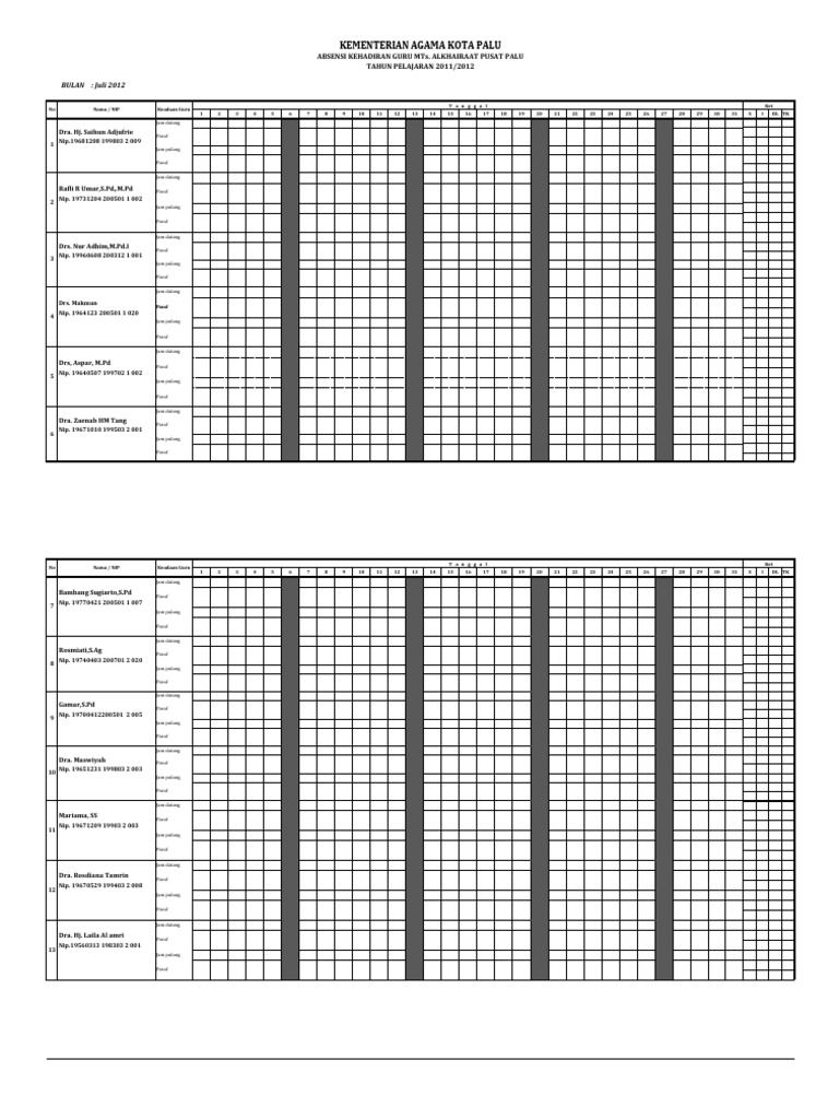 Detail Contoh Absensi Karyawan Harian Manual Nomer 45