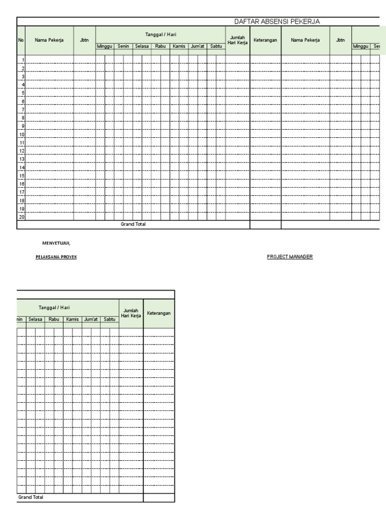 Detail Contoh Absensi Karyawan Harian Manual Nomer 6