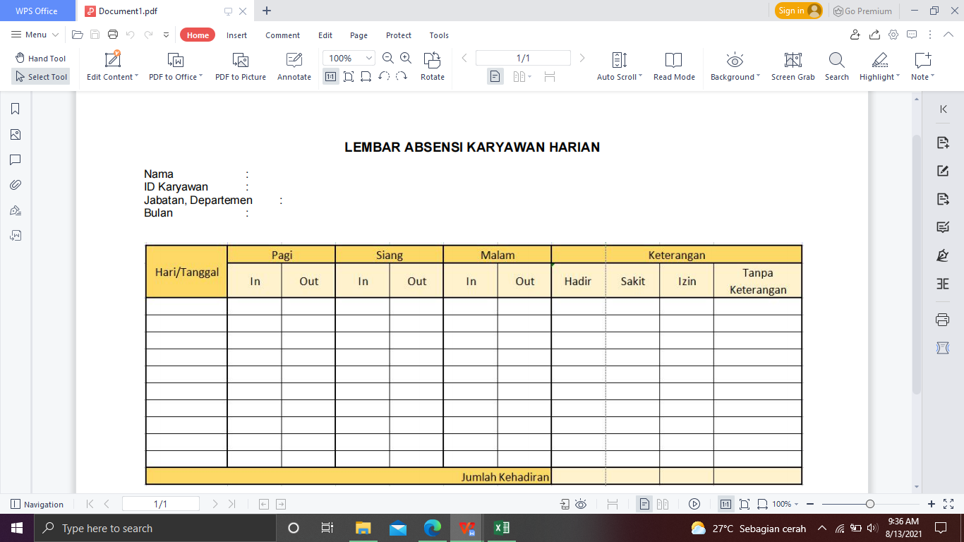 Detail Contoh Absensi Karyawan Harian Manual Nomer 8