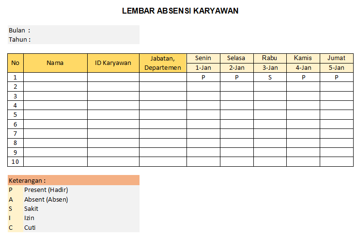 Detail Contoh Absensi Karyawan Manual Nomer 3