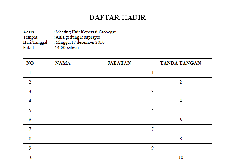 Detail Contoh Absensi Karyawan Tanda Tangan Nomer 36