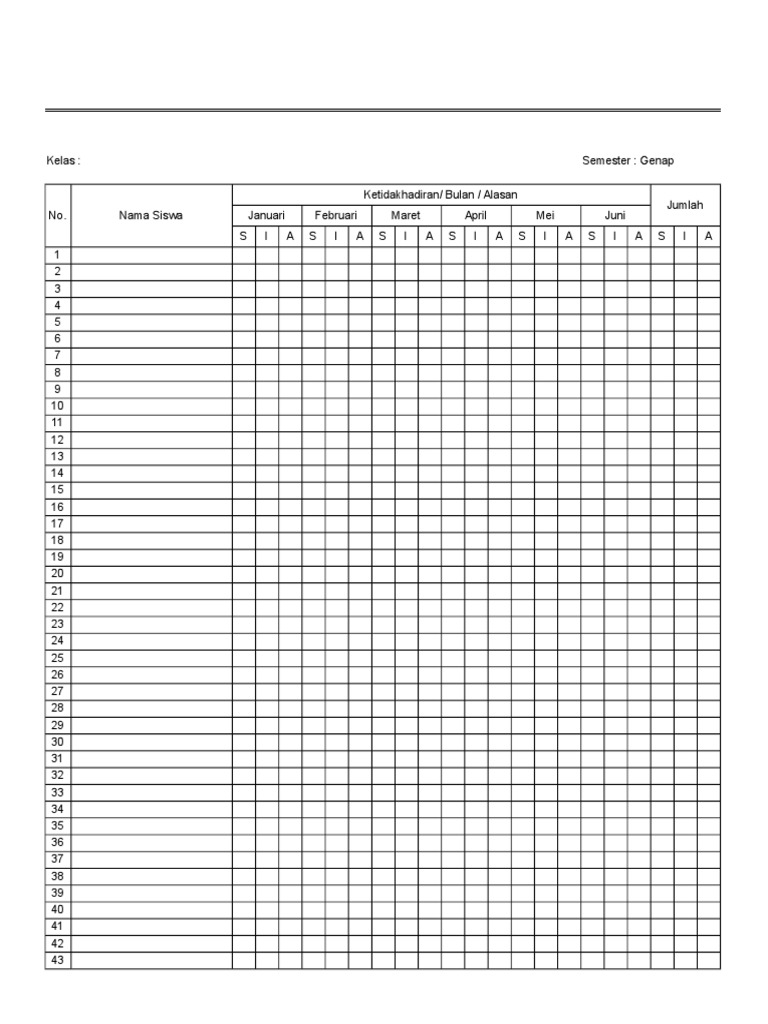 Detail Contoh Absensi Kehadiran Siswa Nomer 17