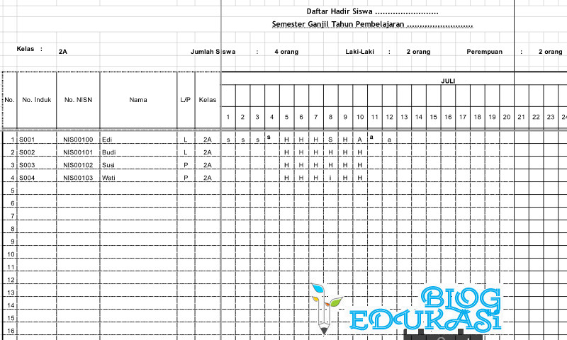 Detail Contoh Absensi Siswa Nomer 13