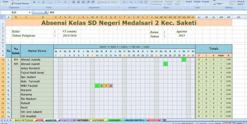 Detail Contoh Absensi Siswa Nomer 2