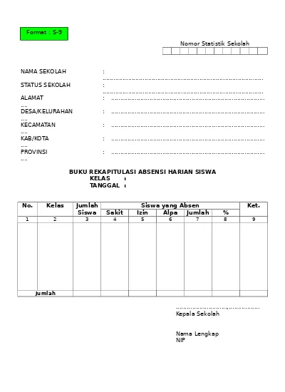 Detail Contoh Absensi Siswa Nomer 38