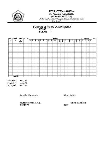 Detail Contoh Absensi Siswa Nomer 40