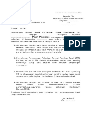 Detail Contoh Addendum Kontrak Nomer 30