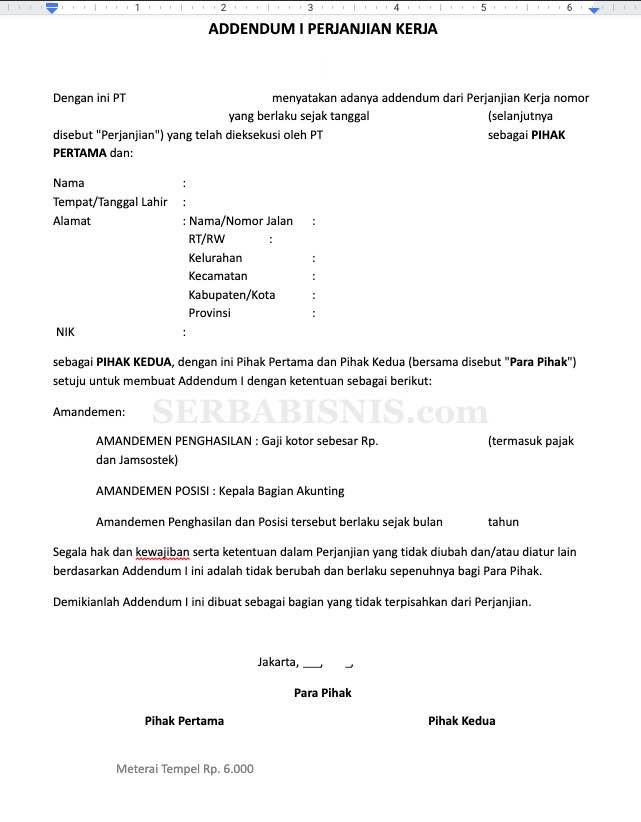 Detail Contoh Addendum Kontrak Nomer 9