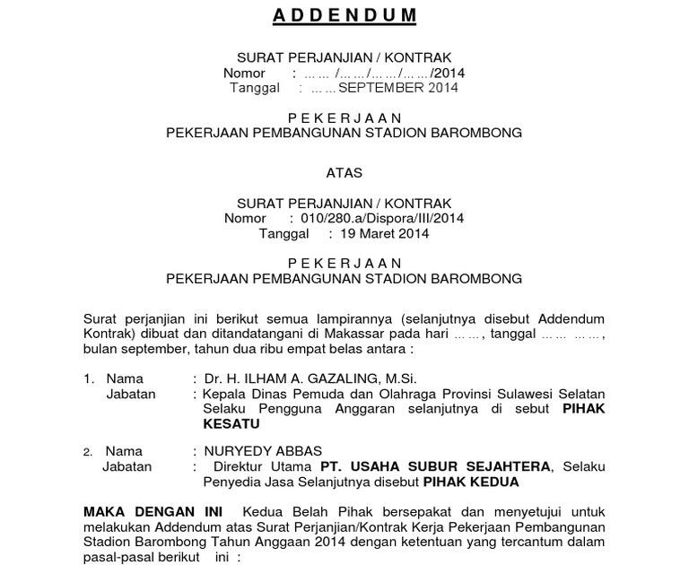 Detail Contoh Addendum Perjanjian Nomer 15