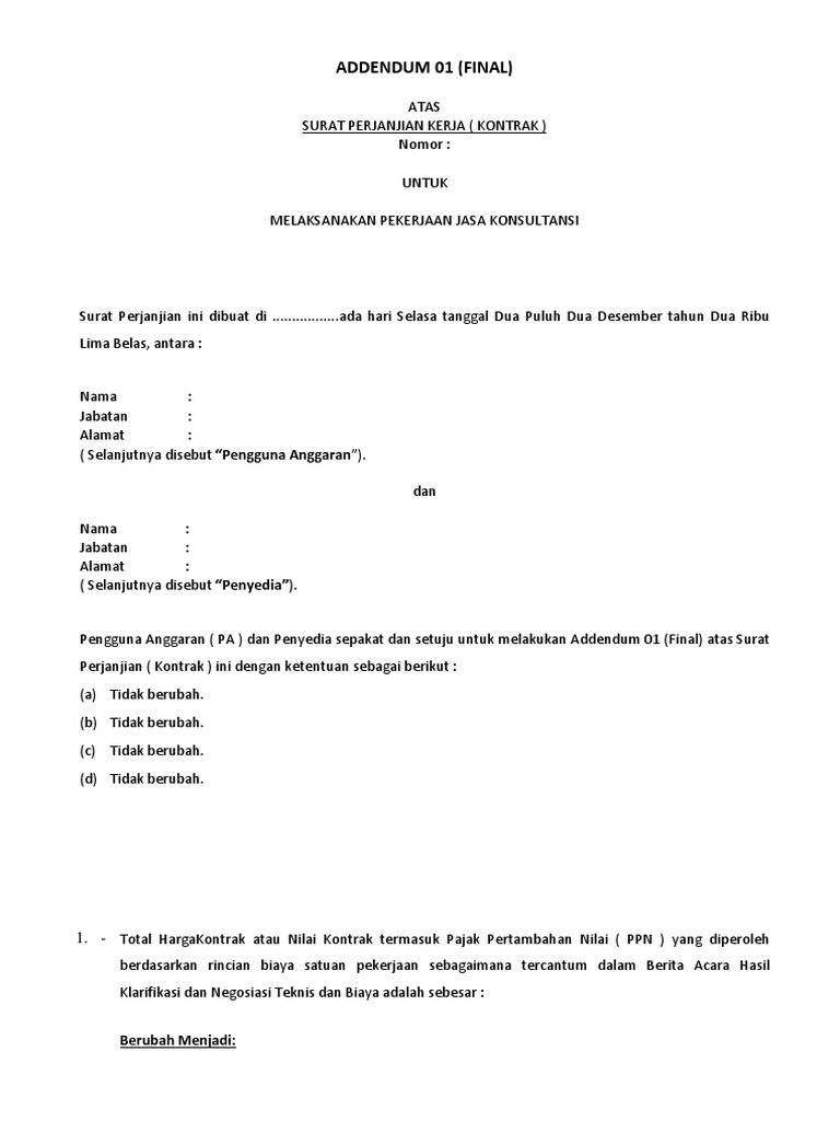 Detail Contoh Addendum Perjanjian Nomer 23