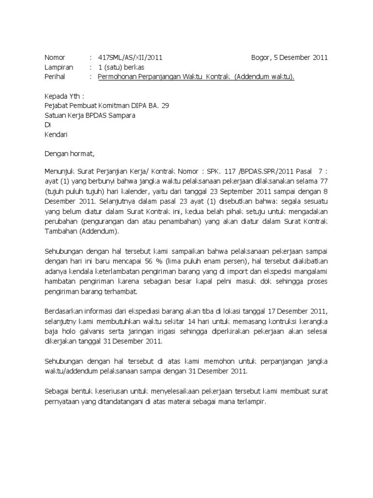 Detail Contoh Addendum Perjanjian Nomer 28