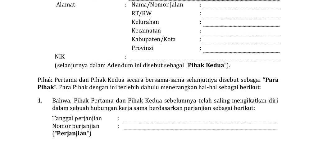 Detail Contoh Addendum Perjanjian Nomer 39