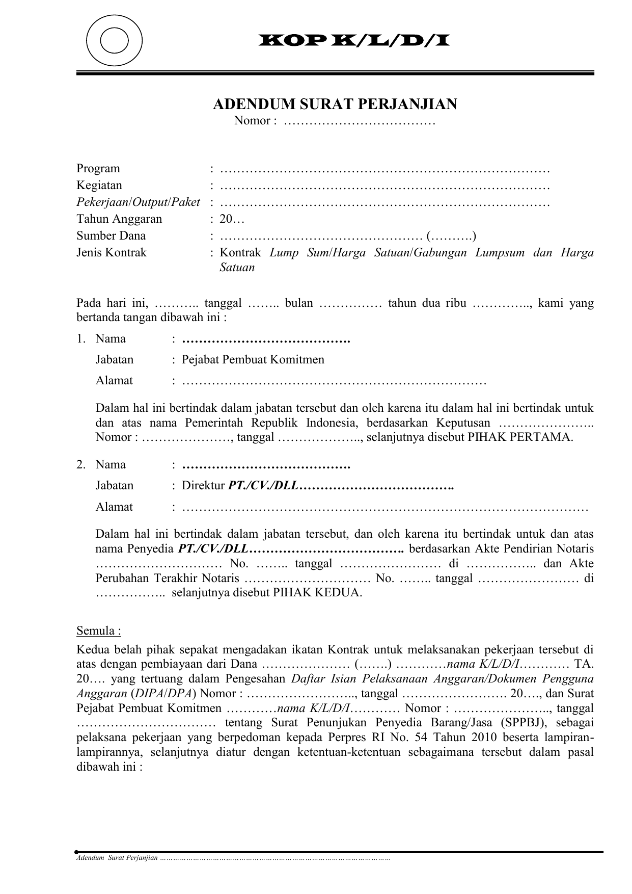 Detail Contoh Adendum Kontrak Nomer 26