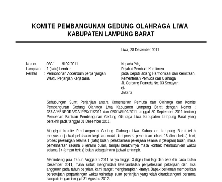 Detail Contoh Adendum Kontrak Perpanjangan Waktu Nomer 18