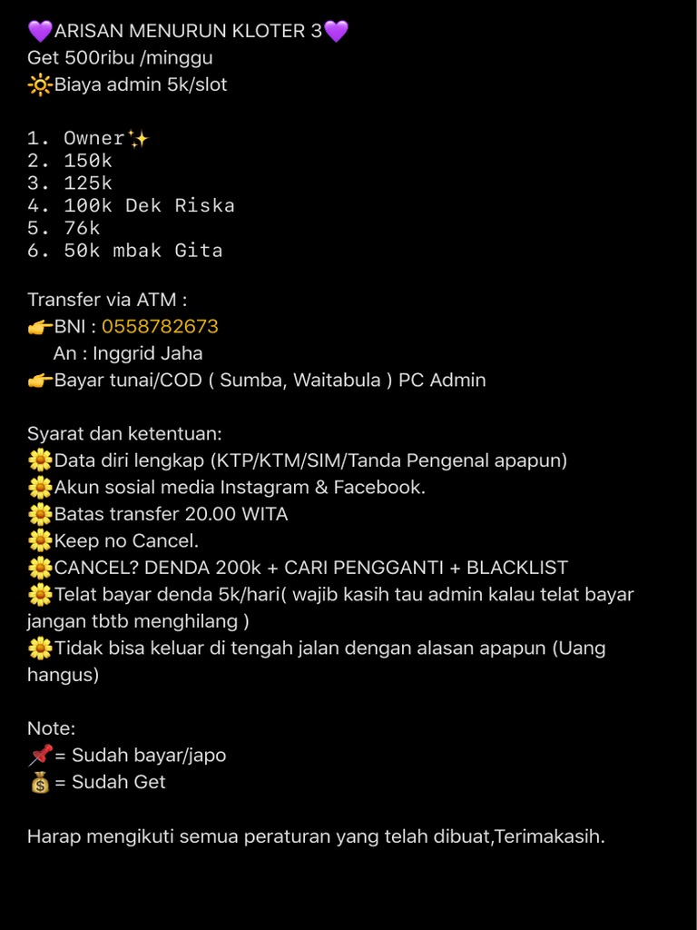 Detail Contoh Administrasi Arisan Nomer 6