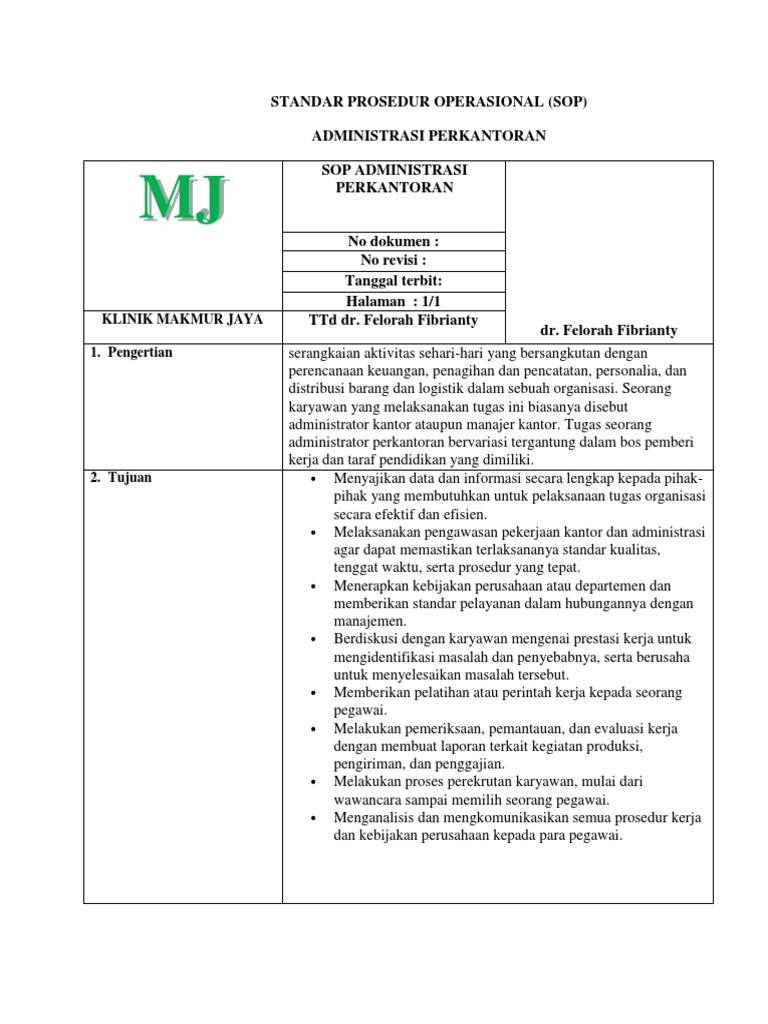 Detail Contoh Administrasi Perkantoran Nomer 5