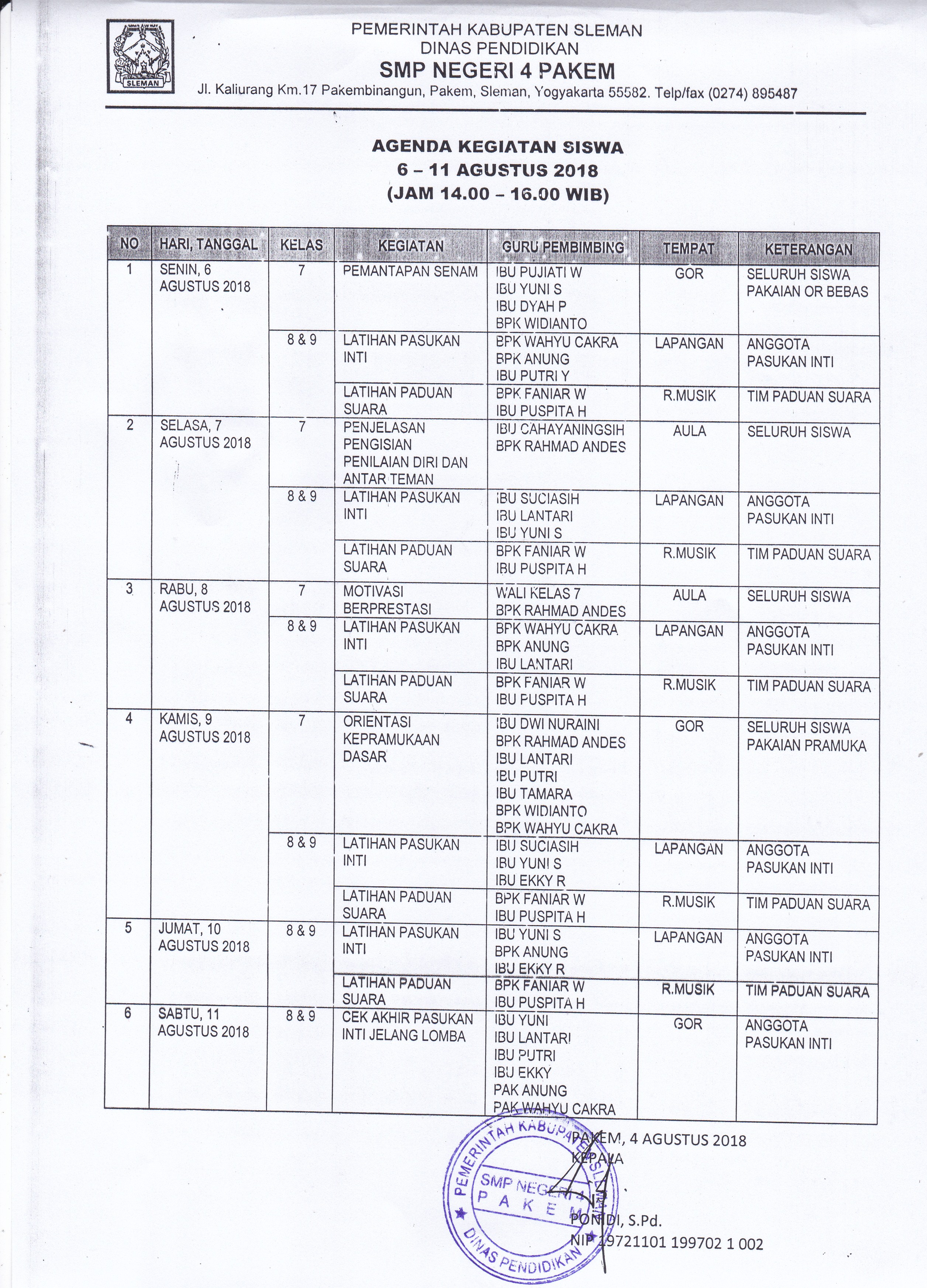 Detail Contoh Agenda Kegiatan Harian Kepala Sekolah Nomer 44