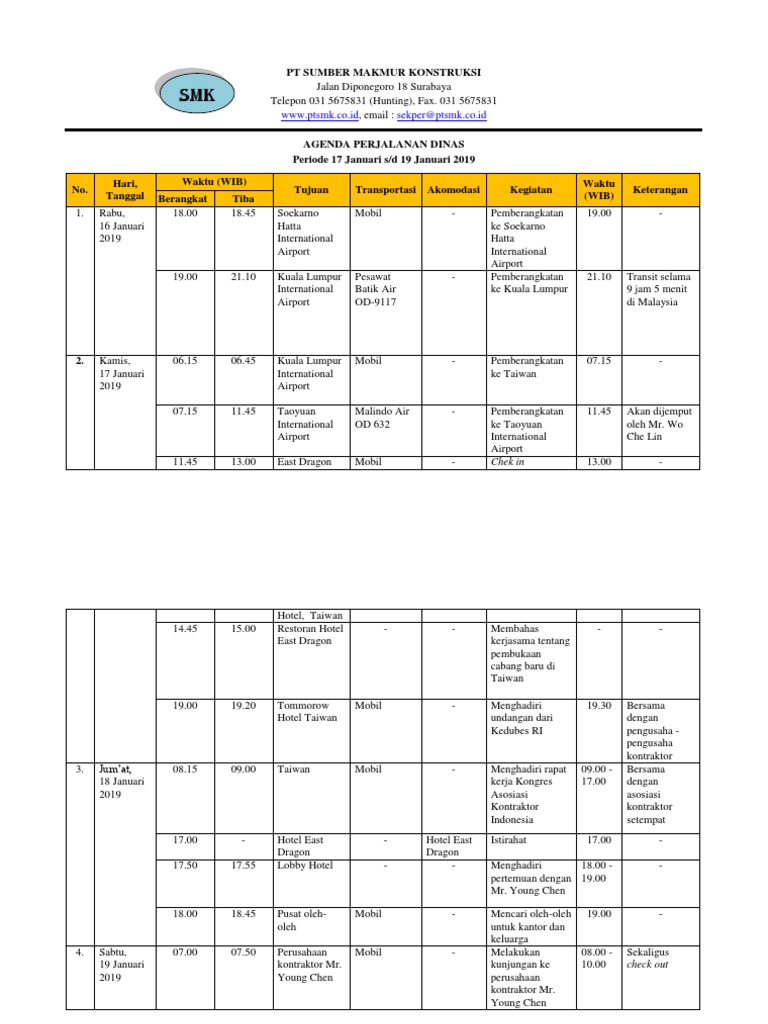 Detail Contoh Agenda Pimpinan Nomer 23