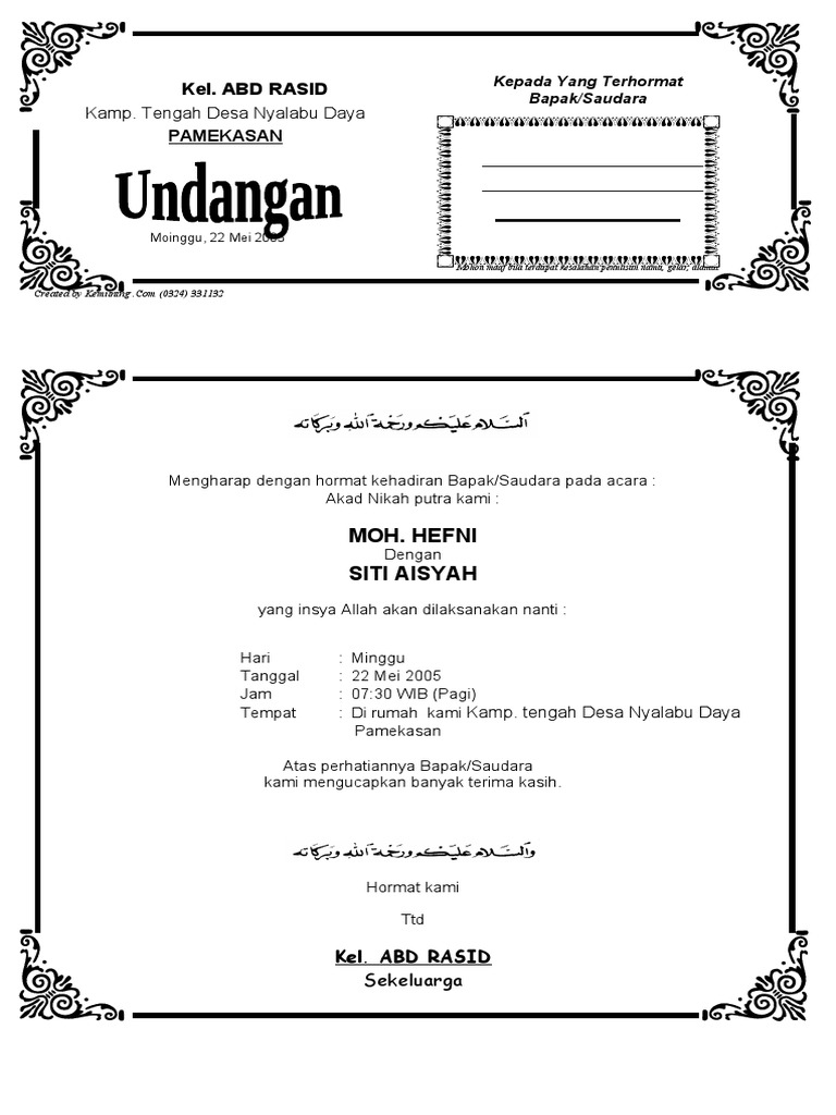 Detail Contoh Akad Nikah Nomer 20