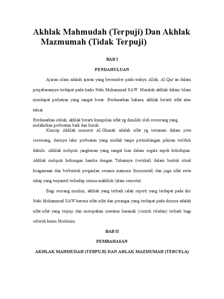 Detail Contoh Akhlak Mahmudah Nomer 32