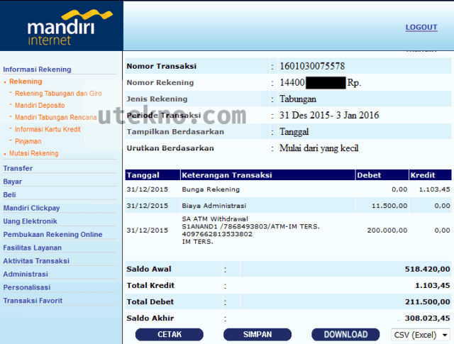 Detail Contoh Akun Bank Mandiri Nomer 12