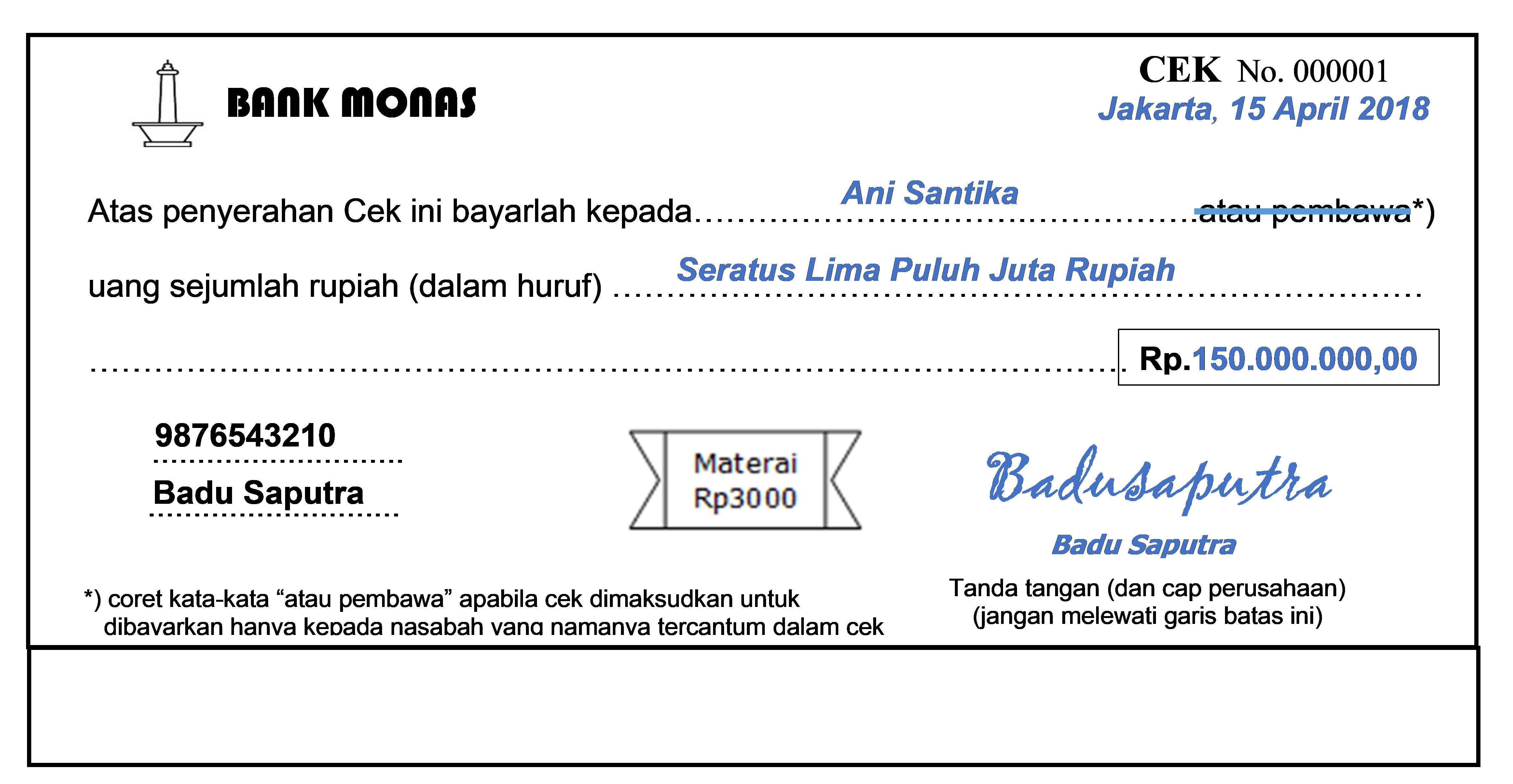 Detail Gambar Cek Dan Giro Nomer 34