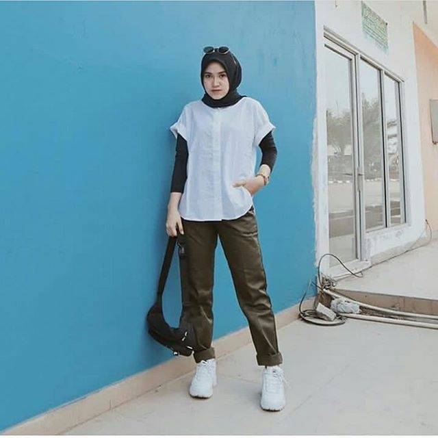 Detail Gambar Celana Baggy Pants Warna Army Nomer 16