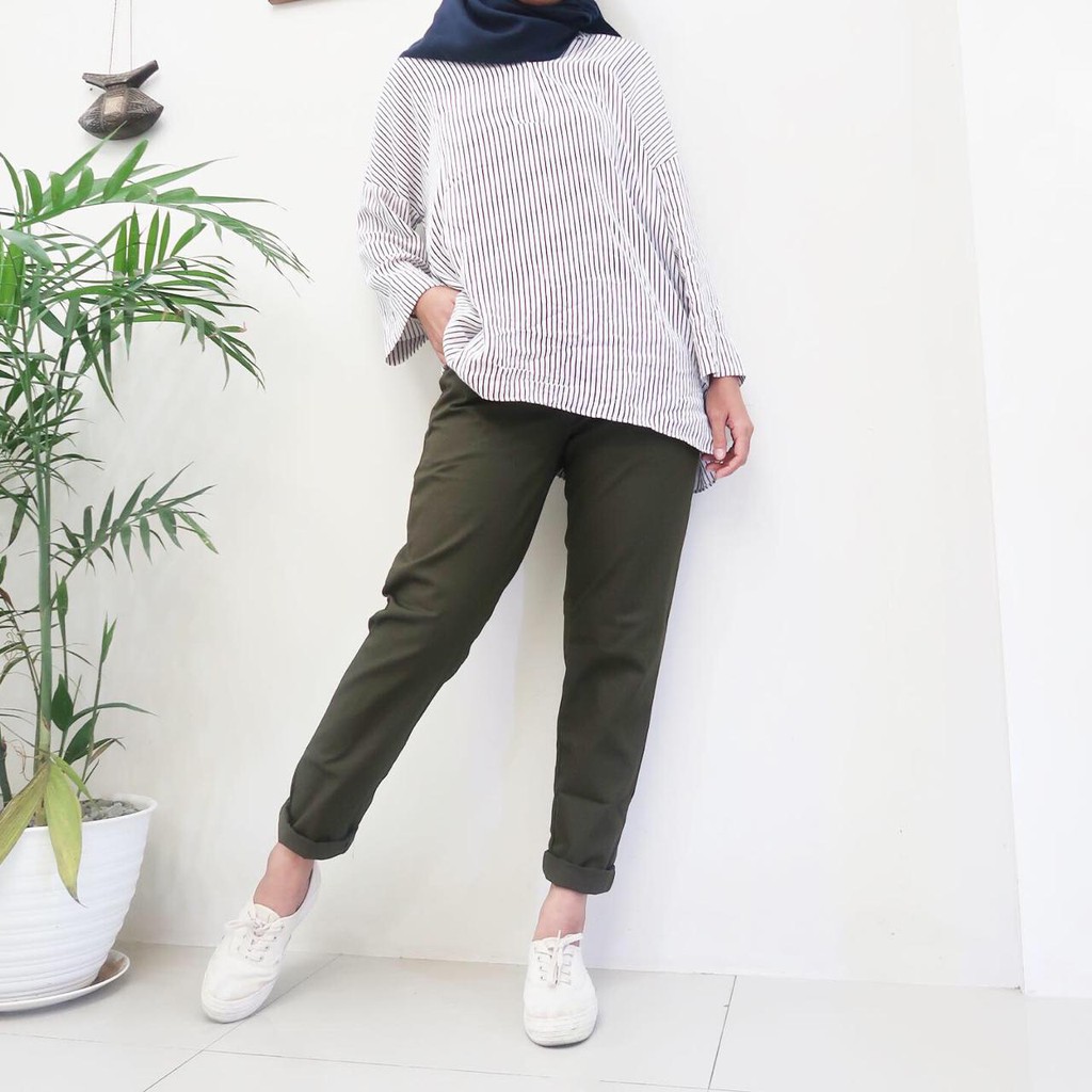 Detail Gambar Celana Baggy Pants Warna Army Nomer 18