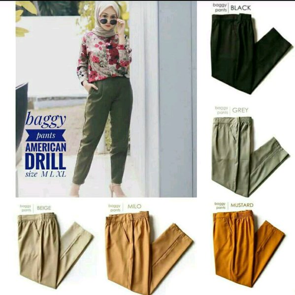 Detail Gambar Celana Baggy Pants Warna Army Nomer 32