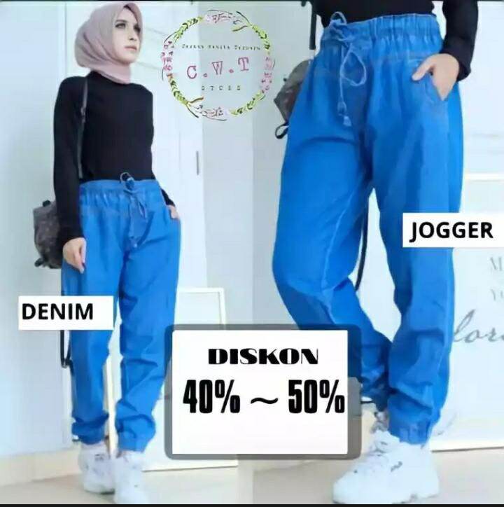 Detail Gambar Celana Jogger Jeans Wanita Nomer 48