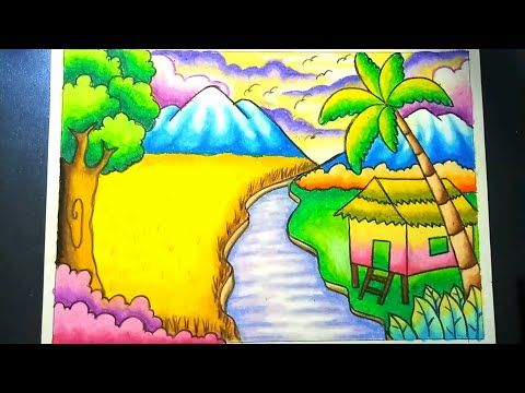 Detail Gambar Crayon Pemandangan Nomer 12