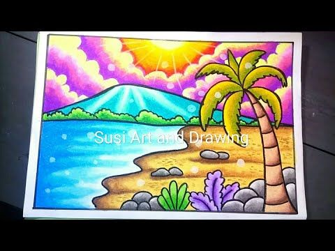 Detail Gambar Crayon Pemandangan Nomer 4