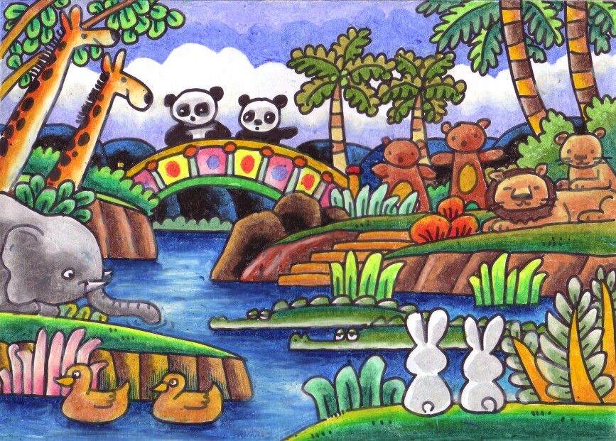Detail Gambar Crayon Pemandangan Nomer 39