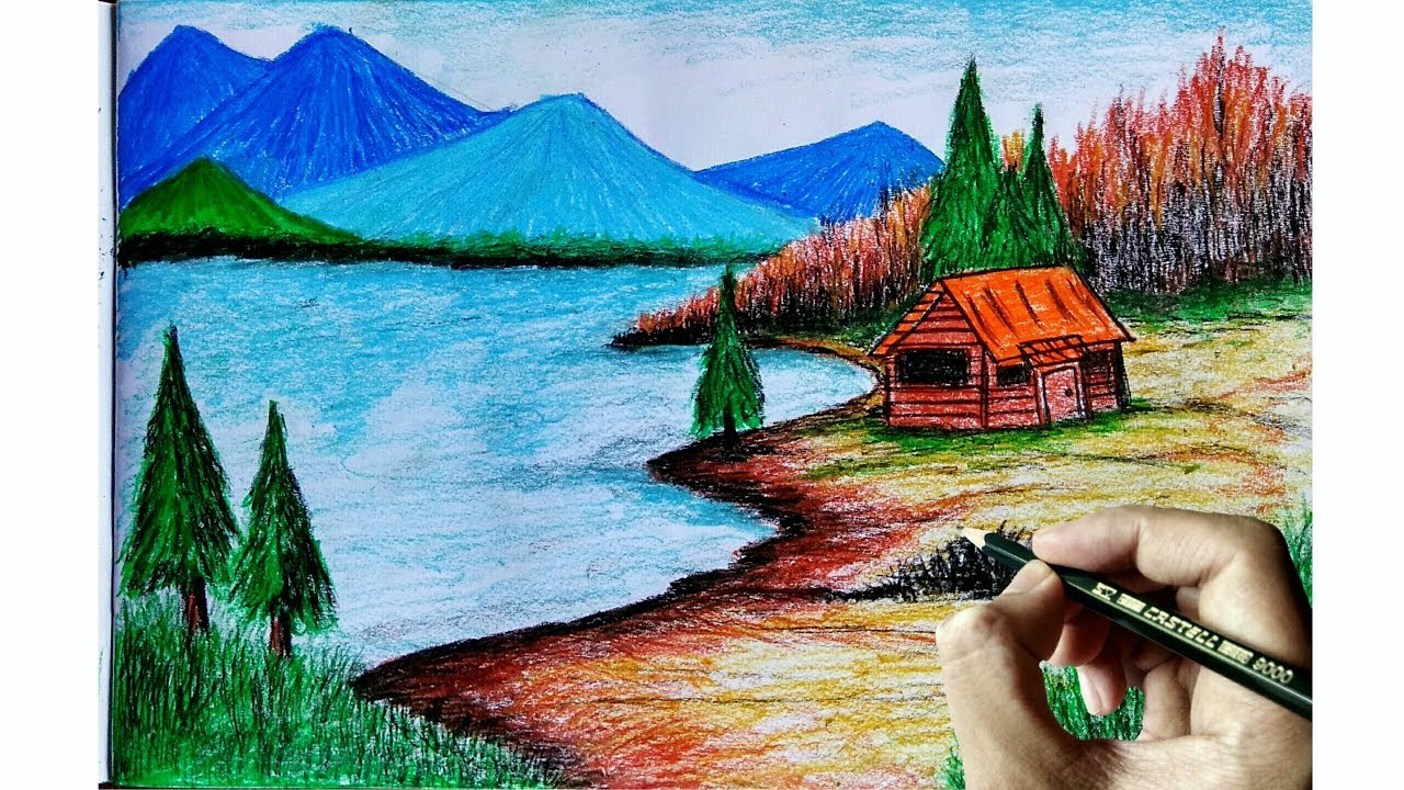 Detail Gambar Crayon Pemandangan Nomer 41