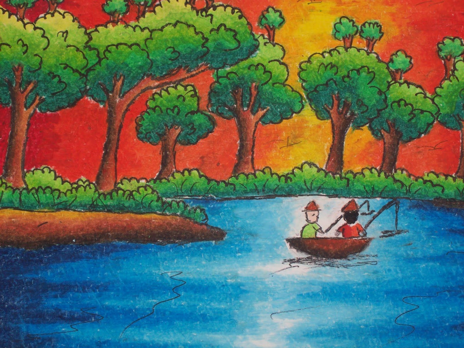 Detail Gambar Crayon Pemandangan Nomer 42