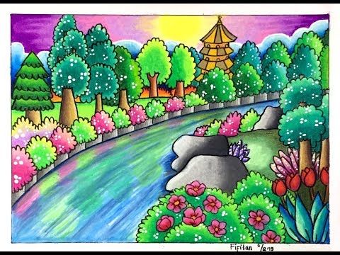 Detail Gambar Crayon Pemandangan Nomer 50