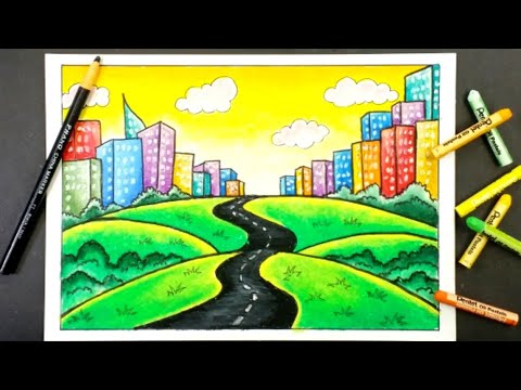 Detail Gambar Crayon Pemandangan Nomer 54