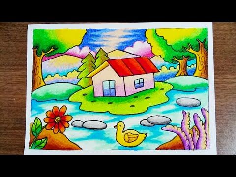 Detail Gambar Crayon Pemandangan Nomer 55