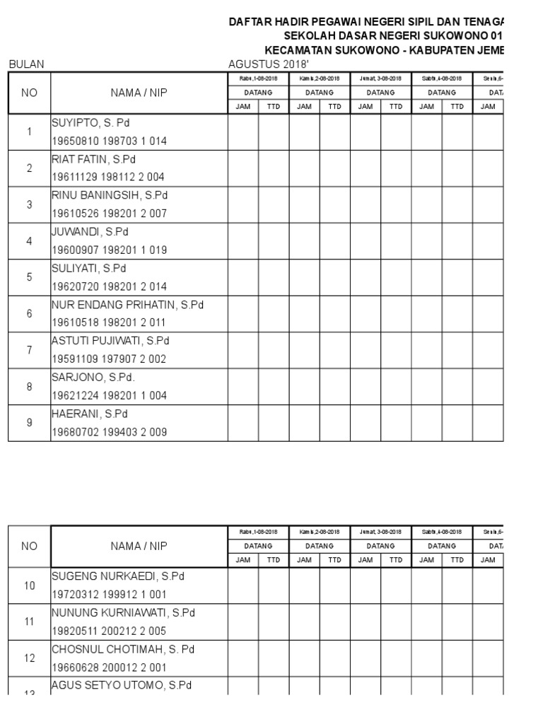 Detail Gambar Daftar Hadir Guru Nomer 22