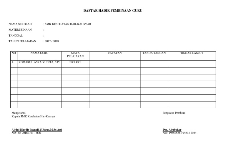 Detail Gambar Daftar Hadir Guru Nomer 38