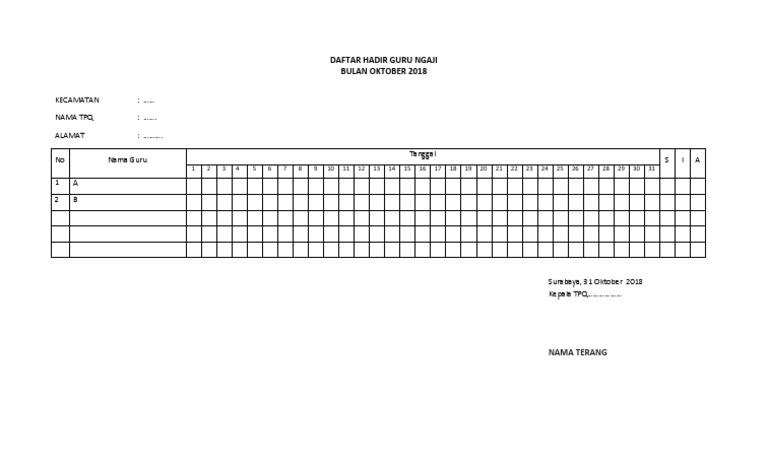 Detail Gambar Daftar Hadir Guru Nomer 43