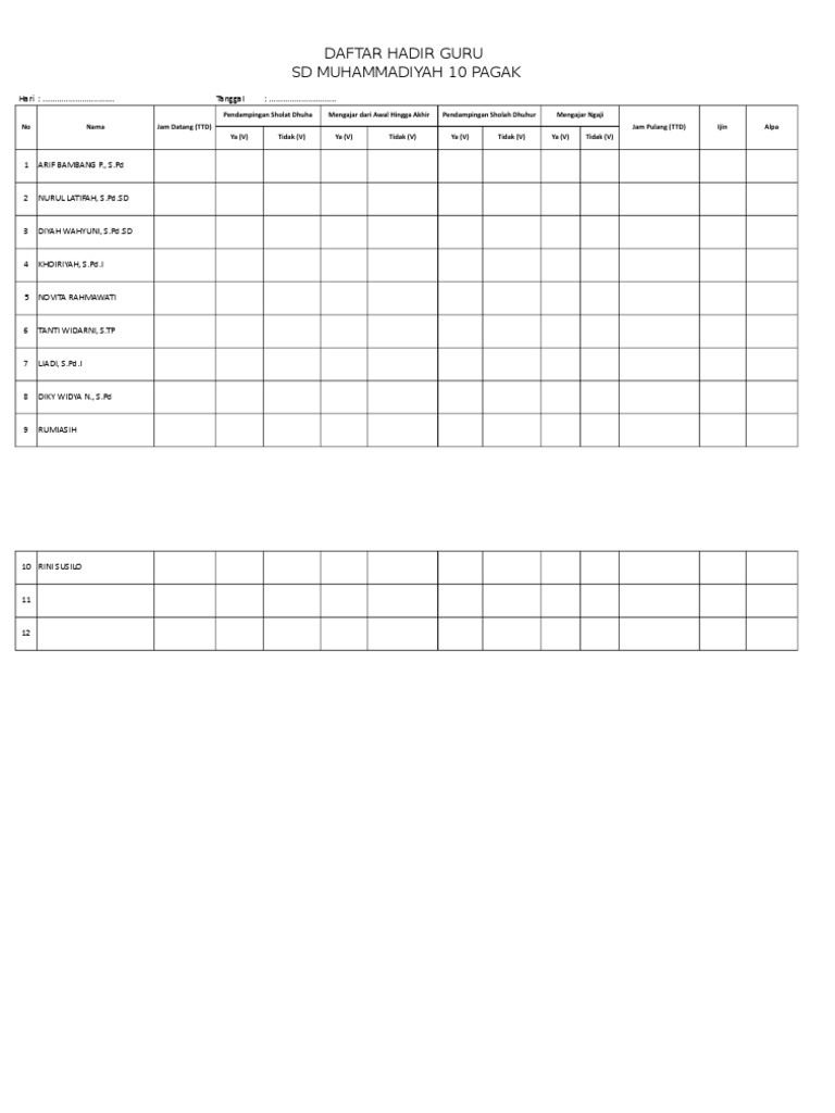 Detail Gambar Daftar Hadir Guru Nomer 51