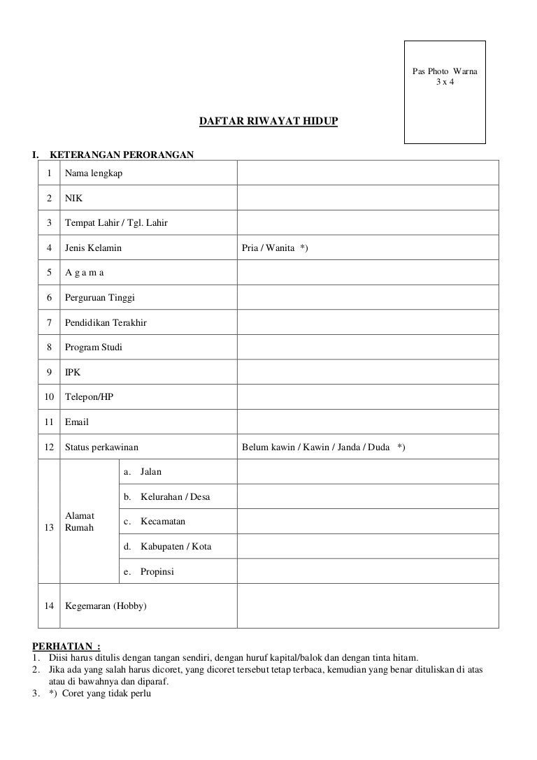 Detail Gambar Daftar Riwayat Hidup Nomer 36