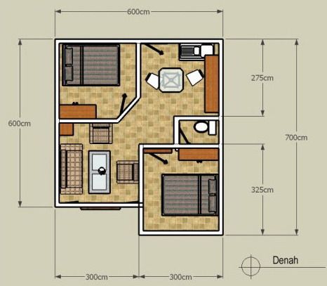 Detail Gambar Dan Denah Rumah Type 36 2 Kamar Nomer 2