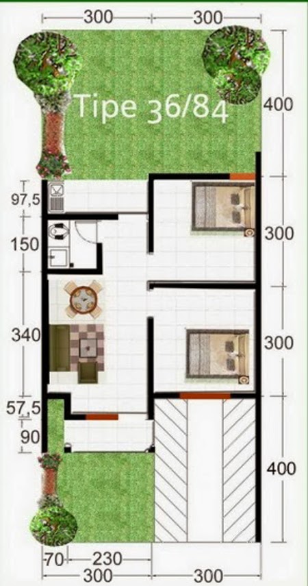 Detail Gambar Dan Denah Rumah Type 36 2 Kamar Nomer 16