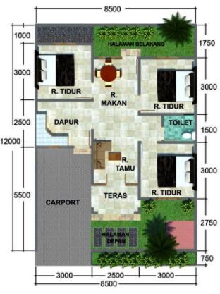 Detail Gambar Dan Denah Rumah Type 36 2 Kamar Nomer 38