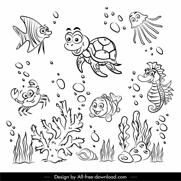 Detail Gambar Dasar Laut Hitam Putih Nomer 38