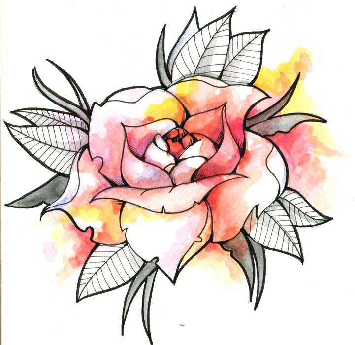 Detail Watercolor Rose Tattoo Nomer 21